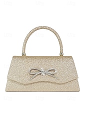 cheap Clutches &amp; Evening Bags-Women&#039;s Elegant Sparkling Glitter Evening Clutch with Rhinestone Bow - Perfect for Weddings and Parties