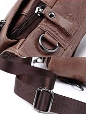 economico Borselli da uomo-borsa a tracolla vintage in pelle marrone per uomo – borsa a tracolla compatta con scomparti con cerniera e tracolla regolabile per l&#039;uso quotidiano