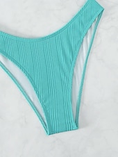 billiga Bikiniset-Dam Badkläder Bikini Baddräkt Semester Tropisk Ensfärgat Ärmlös Baddräkter