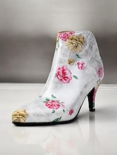 abordables Bottines-bottines à imprimé floral vintage pour femmes avec bout pointu et talon aiguille | bottines élégantes à talons hauts pour événements formels et fêtes