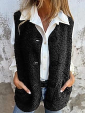 voordelige Vest-Dames Vest Buiten Straat Dagelijks Herfst Winter Normaal jas Normale pasvorm Houd Warm Ademend Hedendaags Stijlvol Jacks Mouwloos Effen Kleur Met zakken Zwart Rood Koffie