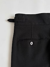 preiswerte Schlank-Herren Waffel Abschlußfeier Anzughose Neapel Hosen Hose Knöpfe Tasche Einfarbig Komfort Formell Party Arbeit Mode Klassicher Stil Schwarz Weiß Mikroelastisch