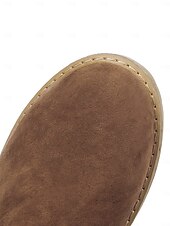 baratos Botas de neve e inverno-Botas de inverno femininas de camurça verde mocassim com forro de pele e detalhes de franjas – botas de neve confortáveis na altura do joelho para o tempo frio