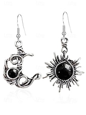 economico Orecchino da donna-orecchini pendenti vintage con sole e luna - gioielli celestiali color argento con accenti di perle e cristalli per le donne, perfetti per look boho e casual