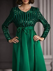 levne Společenské šaty-dámské maxi šaty polospolečenské šaty jednobarevná móda romantická svatební párty kancelář patchwork zip s dlouhým rukávem šaty do výstřihu regular fit zelená jaro podzim s m l xl xxl