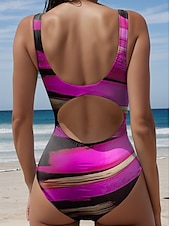 billiga One-piece-baddräkter-Damers baddräkter en del monokini baddräkt utan rygg tummy control hög midja slimmad semester strandkläder ombre u-hals ärmlös baddräkter