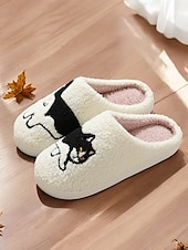 economico Ciabatte e infradito da donna-pantofole da donna con ricamo a forma di bassotto – calde scarpe da interno foderate in pile per gli amanti dei cani