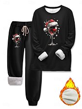 voordelige Dames trainingspakken-Vrouwen 2-delige sweatshirt dagelijkse print lange mouw crewneck casual zwart donkerroze grijs herfst winter