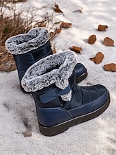 economico Stivali di neve e inverno-stivali da neve invernali impermeabili da donna - design trapuntato bordeaux con fodera in pelliccia sintetica e cinturini regolabili per il freddo all&#039;aperto