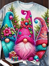 Women's T shirt Christmas New Year Christmas Long Sleeve Pink Spring, Fall, Winter, Summer4