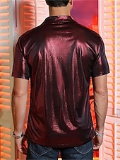 abordables Tops-Retro Vintage 1970s 1980s Shirt Disco Shiny Metallic Fancy Dress Men's Carnival Costume Halloween Carnival Mardi Gras Performance Party Club Adults' Shirt Spring &amp; Summer