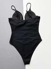 voordelige Eendelige badpakken-Dames Zwemkleding Een stukje Monokini Zwempak Netstof Blote rug Buikcontrole Hoge taille Slank Vakantie Strand Kleding Effen Kleur Halternek Mouwloos Badpakken