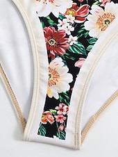 billige Onepiece badedrakter-Dame Badetøy Ett stykke 2 stk Badedrakt Åpen rygg Midjekontroll Høy Midje Tynn Ferie Strand Klær Blomstret Ermeløs Badedrakter