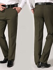 baratos Magro-Homens Social Calças chinês Botões Bolsos Côr Sólida Conforto Formal Festa Trabalho Moda Estilo Clássico Exército verde Preto Micro-Elástica