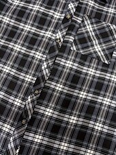 tanie Damskie bluzki robocze-bluzka damska plus size casual krata kieszeń długi rękaw regularne topy kołnierzyk koszulowy codzienny czarny wiosna&amp;amp;  jesień