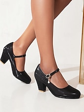 preiswerte Retro-Stil der 1950er Jahre-Hellblaue Mary Jane Pumps für Damen mit dekorativem Schnallenriemen und Blockabsatz – elegantes Schuhwerk für Partys und formelle Anlässe