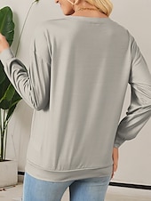abordables Sweats à capuche-pull femme décontracté chien vêtements de tous les jours décontracté col rond imprimé manches longues beige automne hiver