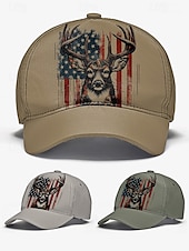 cheap Men&#039;s Hats-Men&#039;s Adjustable Baseball Cap with Patriotic Deer Print and American Flag Design - Outdoor Sports and Casual Wear Hat