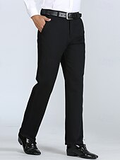 baratos Magro-Homens Social Calças chinês Botões Bolsos Côr Sólida Conforto Formal Festa Trabalho Moda Estilo Clássico Exército verde Preto Micro-Elástica