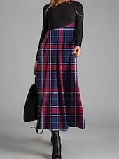 abordables Robe pull-robe décontractée pour femme imprimé graphique col en V robe maxi élégante décontractée fête rendez-vous manches longues automne hiver