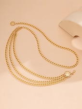 cheap Women&#039;s Belt-Women&#039;s Gold Chain Belt with Multi-Layer Design and Decorative Medallions - Perfect for Dresses, Evening Wear, and Party Looks