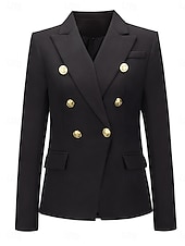 cheap Blazers &amp; Suits-Women&#039;s Blazer Work Street Fall Winter Regular Coat Regular Fit Breathable Elegant Stylish Jacket Long Sleeve non-printing Solid Color Stripes and Plaid with Pockets White+Black Black Red