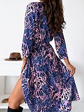 preiswerte Ausgefallene Kleider-Damen Midikleid Casual kleid Schaukelkleid A Linie Kleid Boho-Kleid Brautkleider schlicht Täglich Regular Fit Blumen Langarm V Ausschnitt Schwarz Gelb Rote Purpur Frühling Herbst