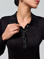 cheap Women&#039;s Sweater-Minimalist Wool Blend Polo Knitwear