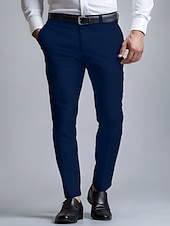 preiswerte Semi-formelle Anzüge-Herren Anzughose lange Hose schwarz weiß dunkelmarine einfarbig mikroelastisch Standard Fit 2024