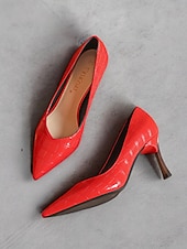 olcso Block Heels-női zöld krokodil dombornyomású műbőr pumpák tűsarkúval és hegyes orrral - elegáns és sokoldalú munkához vagy éjszakázáshoz