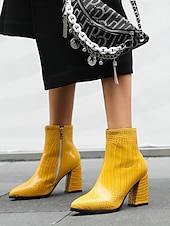 preiswerte Stiefeletten-Grüne Stiefeletten aus Kunstleder mit Krokodilprägung für Damen mit Blockabsatz und spitzer Zehenpartie – ideal für legere oder elegante Anlässe