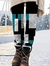 preiswerte Kunst &amp; Design Druck-Damen Leggings Hosen Fashion Streetwear Vollständige Länge Hoch Taille Karomuster Druck Thermisch Warm Atmungsaktiv Weich Mikro-elastisch Outdoor täglich Blau Herbst Winter Regulär Fit