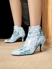 abordables Bottines-bottines à imprimé floral vintage pour femmes avec bout pointu et talon aiguille | bottines élégantes à talons hauts pour événements formels et fêtes