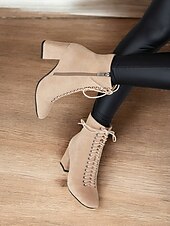 preiswerte Stiefeletten-Burgunderfarbene Damen-Schnürstiefeletten mit Blockabsatz – schickes und wandlungsfähiges Schuhwerk für Herbst-Outfits und Freizeit
