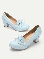 billige 1950-tallet-lyseblå loafers i preppy-stil for kvinner med sløyfedetalj - behagelig og stilig for jobb- eller fritidsbruk