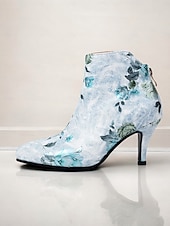 abordables Bottines-bottines à imprimé floral vintage pour femmes avec bout pointu et talon aiguille | bottines élégantes à talons hauts pour événements formels et fêtes