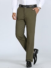 baratos Magro-Homens Social Calças chinês Botões Bolsos Côr Sólida Conforto Formal Festa Trabalho Moda Estilo Clássico Exército verde Preto Micro-Elástica