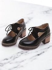 tanie Oksfordki damskie-kremowe, sznurowane, damskie buty typu oxford z wycięciami i grubą podeszwą – obuwie casualowe vintage do noszenia na co dzień