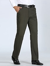 baratos Magro-Homens Social Calças chinês Botões Bolsos Côr Sólida Conforto Formal Festa Trabalho Moda Estilo Clássico Exército verde Preto Micro-Elástica