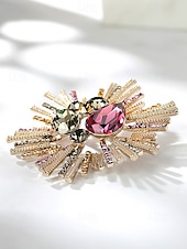billiga Halsdukar för kvinnor-sunburst-brosch i vintagestil för kvinnor med rosa och kristalliserade ädelstenar – elegant statement-nål för högtidlig klädsel