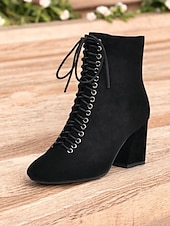 preiswerte Stiefeletten-Burgunderfarbene Damen-Schnürstiefeletten mit Blockabsatz – schickes und wandlungsfähiges Schuhwerk für Herbst-Outfits und Freizeit