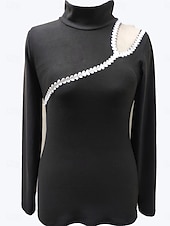 abordables Tops Sencillos para Mujeres-Sudadera de mujer moda casual lisa fiesta casual salir cuello alto patchwork manga larga negro otoño invierno