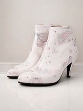 abordables Bottines-bottines à imprimé floral vintage pour femmes avec bout pointu et talon aiguille | bottines élégantes à talons hauts pour événements formels et fêtes