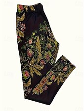 preiswerte Kunst &amp; Design Druck-Womens Leggings Hosen Blumengrafikdruck Mikro-elastisch Wochenende Schwarz Herbst Winter Reguläre Passform