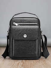 economico Borselli da uomo-borsa a tracolla vintage in similpelle marrone da uomo – borsa a tracolla compatta con più tasche per viaggi, lavoro e uso quotidiano