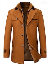 economico Trench da uomo-Per uomo Cappotto invernale Cappotto di lana Cappotto Attività commerciale Abbigliamento da lavoro Inverno Lana Antivento Caldo Capispalla Abbigliamento Essenziale Indicato per i polsi Tinta unita