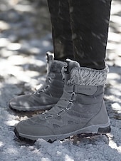 baratos Botas de neve e inverno-botas de caminhada de inverno femininas à prova d&#039;água - botas de neve com cadarço e isolamento com gola de pele sintética para aventuras ao ar livre