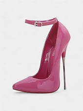 economico Tacchi a Spillo-tacchi a spillo in vernice rossa da donna con cinturino alla caviglia - sexy ed eleganti, perfetti per le uscite serali o per eventi formali