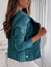 cheap Bomber Jacket-Women&#039;s Bomber Jacket Casual Jacket Outdoor Street Daily Fall Winter Short Coat Regular Fit Warm Breathable Comtemporary Stylish Jacket Long Sleeve Solid Color with Pockets Full Zip White Red Blue