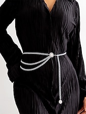 cheap Women&#039;s Belt-Women&#039;s Gold Chain Belt with Multi-Layer Design and Decorative Medallions - Perfect for Dresses, Evening Wear, and Party Looks